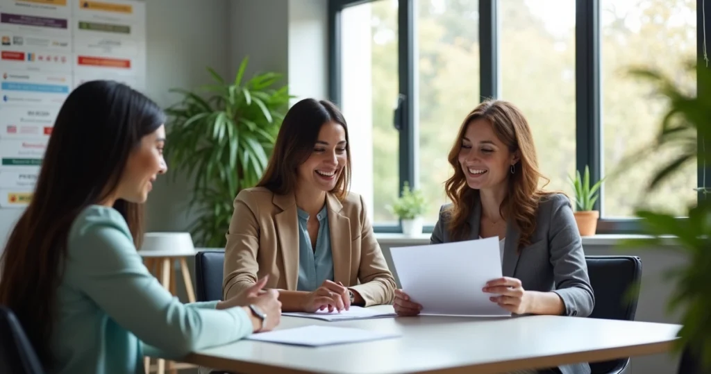 Mortgage advisor provides multilingual support in office 