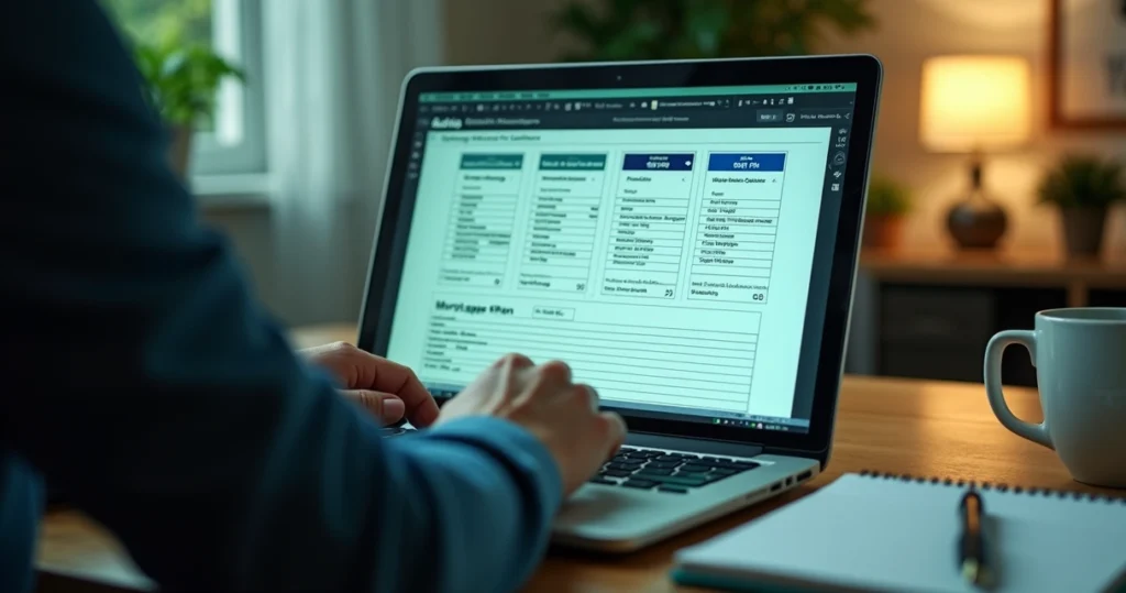 Homebuyer comparing mortgage offers on laptop 