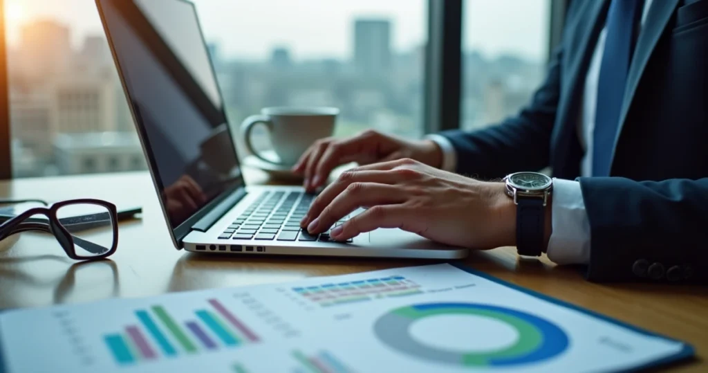 Person comparing mortgage interest rate charts on laptop 