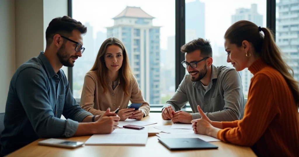 International homebuyers meeting mortgage adviser 