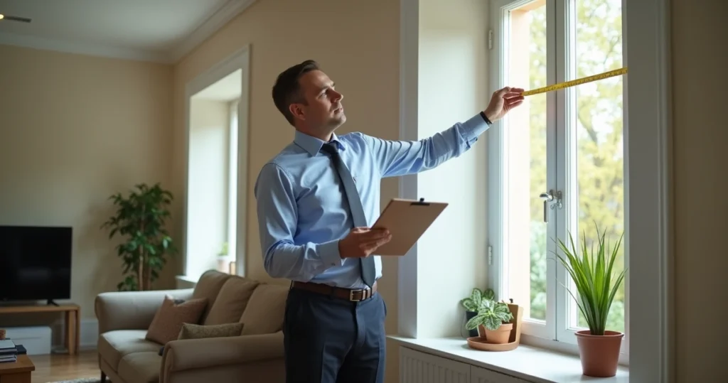 Appraiser assessing home value during refinance 