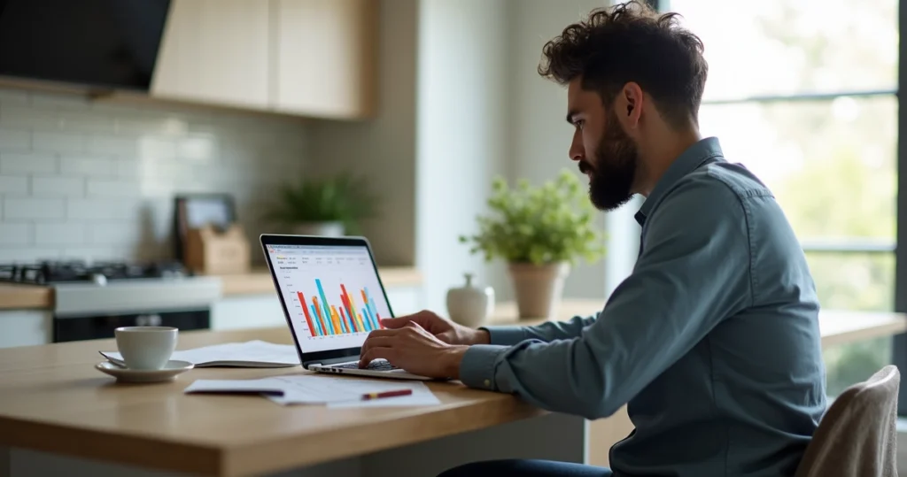 Person looking at a digital credit report on laptop 