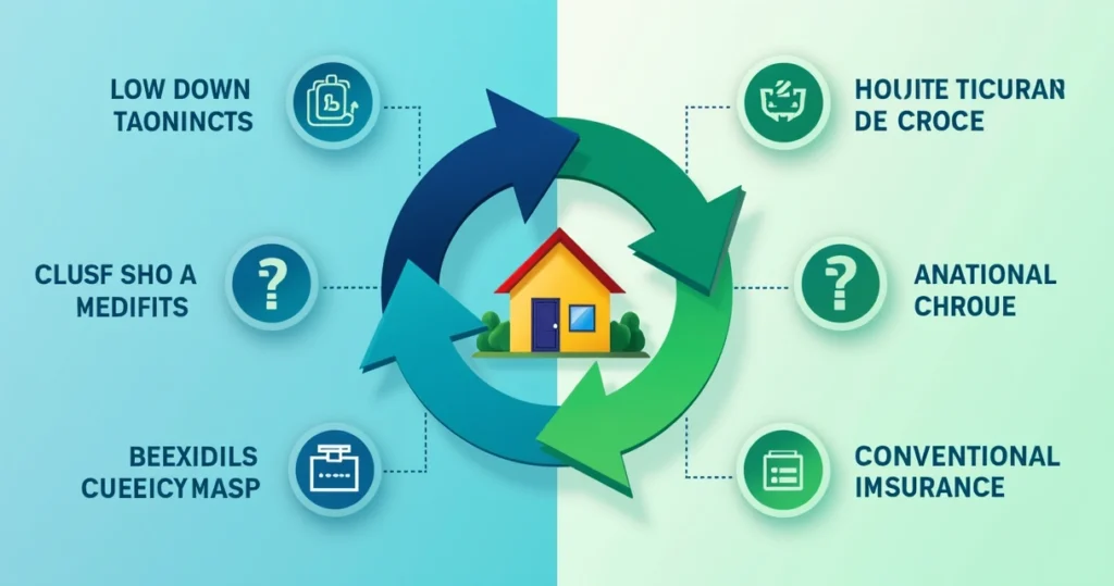 Comparison chart showing FHA and conventional home loans