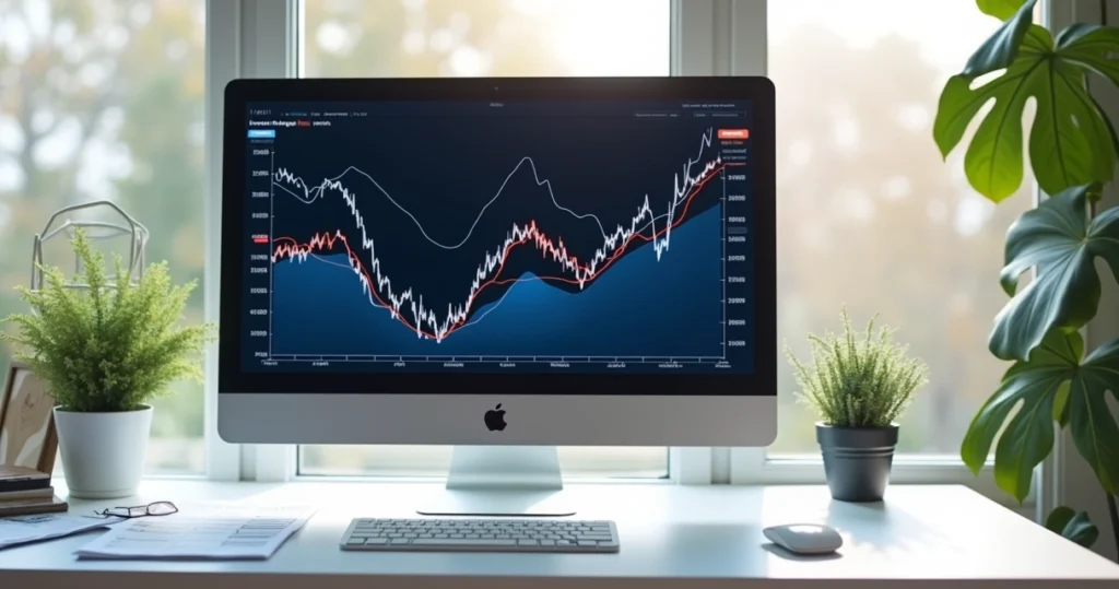 Digital chart with mortgage rate trends and predictions 