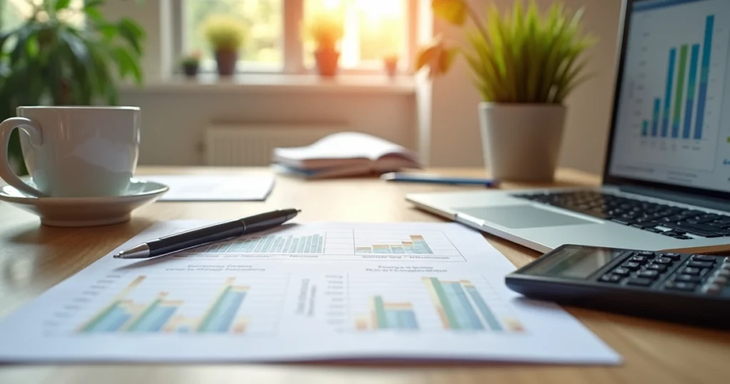 Papers and calculator for refinancing on desk 