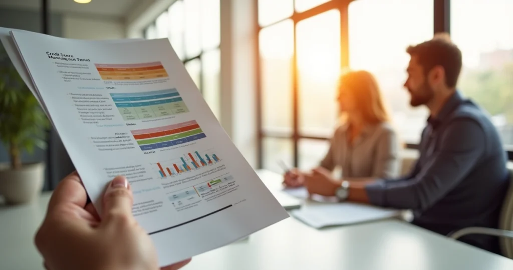 Credit score report with different mortgage types listed 