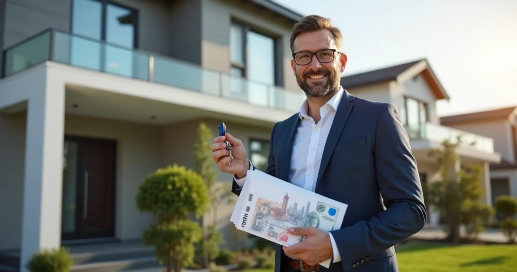 International property investor holding US house keys 