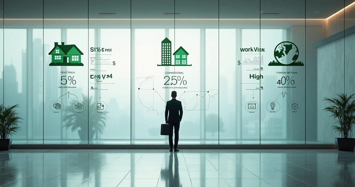 Visual comparison of mortgage down payment paths for foreign homebuyers