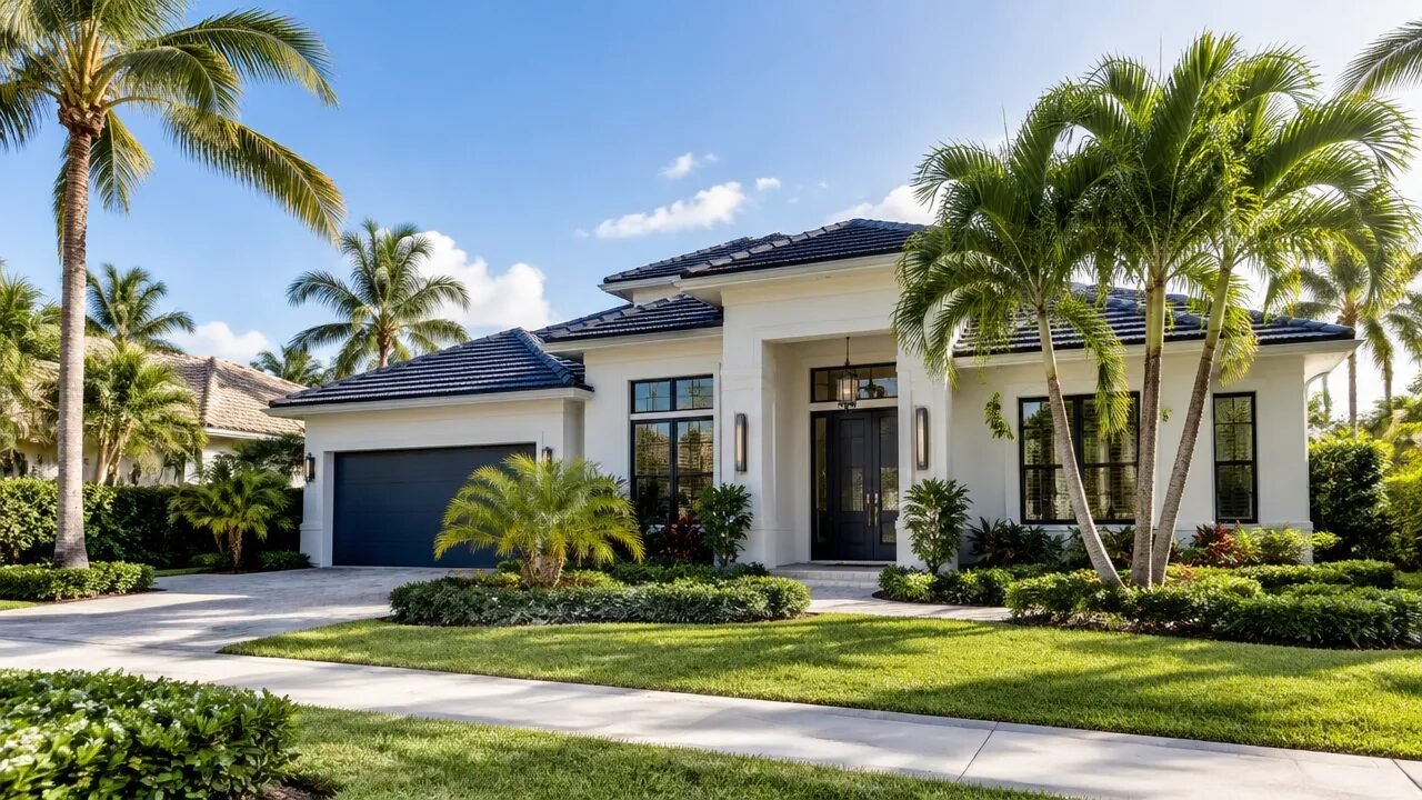 A well-kept South Florida home on a leafy Boca Raton residential street
